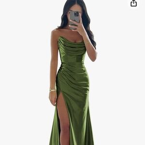 Green silk dress
